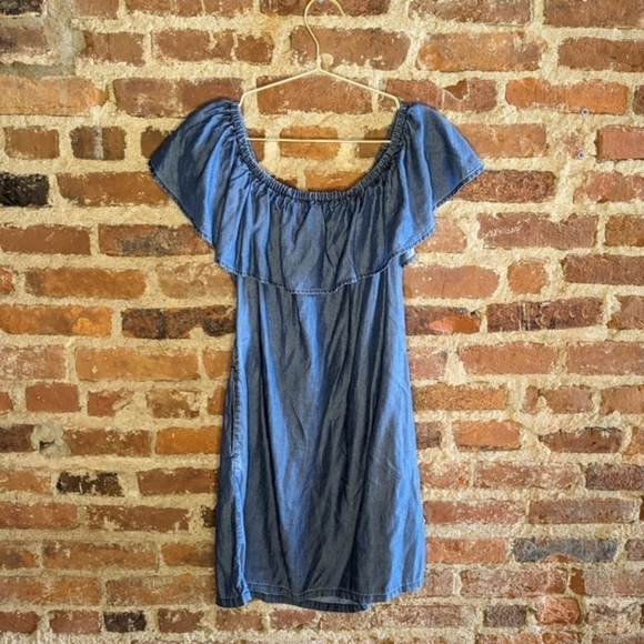 Tommy Bahama Small Denim Blue Off the Shoulder Summer Dress‎ - Picture 6 of 9